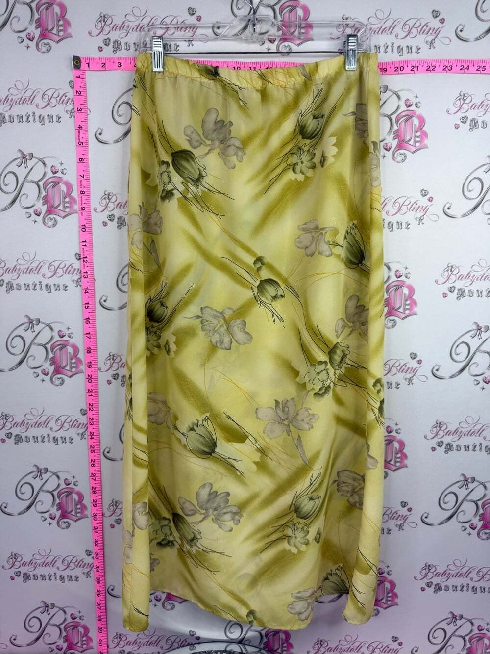 EAST WEST FASHIONS SKIRT Yellow Floral Midi  Skirt vintage y2k